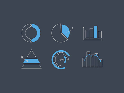 Graph Icon Set blue business circle design graph icon illustration pie precentage profit set vector