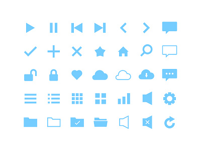 Set of Blue UI Icons app blue circle clean design graph icon illustration set ui ux vector