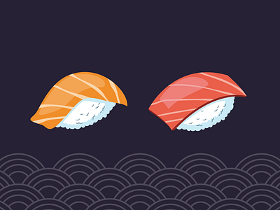 Tasty Sushi Pieces design fish illustration japan japanese meal rise salmon sushi vector