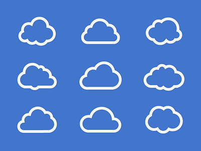 Set of Cloud Icons blue clean cloud design icon illustration outline set sky vector