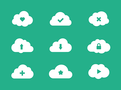 Set of UI Cloud Icons blue clean cloud design icon illustration interface outline set sky ui vector