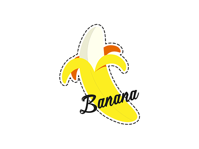 Banana sticker banana design food icon peal sticker yellow