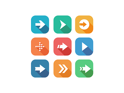 Arrow icon set arrow blue button colorful design green icon illustrator orange set vector yellow