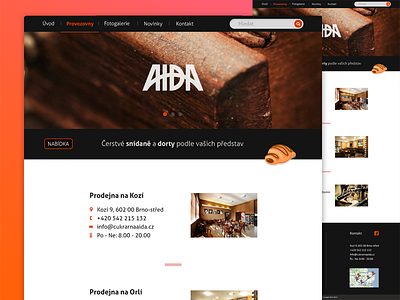 Aida / Web Design aida cake candy coffee dessert food index page web design