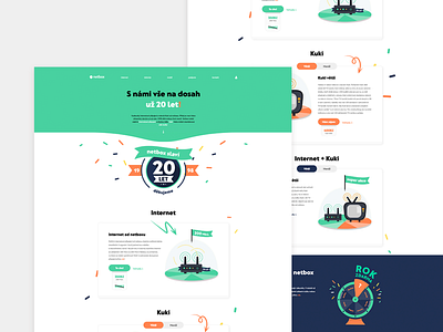 Netbox - 20 Years Campaign campaign celebration clean confetti design illustration internet landing page television ui ux website