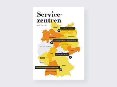 Service Center Map baking brand branding center clean design germany graphics icon illustration logo map print service service app symbol type typography vector