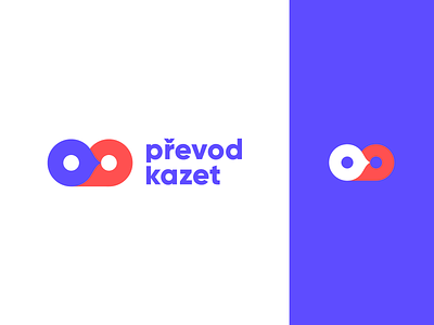 Převod Kazet - Logotype blue brand branding clean colorful conversion design flat icon lockup logo mark red symbol transfer type typography vector
