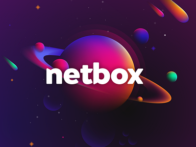 Netbox - Space Illustrations blue brand branding clean comet design icon illustration logo mark meteorite planet rocket set space start sun symbol universe vector