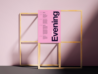 Super-bold Evening Poster blue brand branding clean concert conference design flat frame graphic mockup pink poster poster design print purple type typography vector