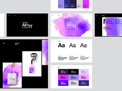 Science in ART – Brand Guidelines art blue brand brand identity brandbook branding clean colors design flat graphics icon logo mark purple symbol type typography vector watercolor