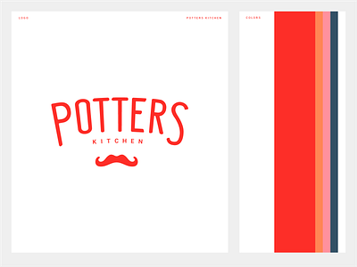 Potters Kitchen - Branding brand branding clean color color palette design flat graphics guidelines icon logo mark mustache red simple symbol type typography vector white
