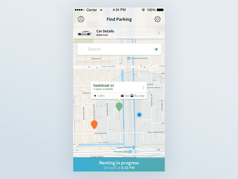 Car Renting App Concept 10clouds car concept interaction ios renting transition ui ux