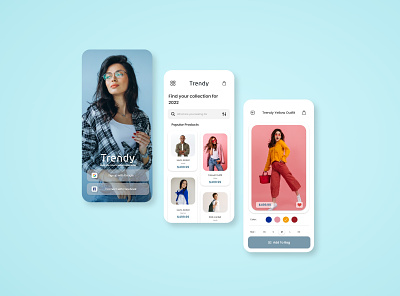 Trendy - The Fashion Store adobexd app branding design ecommerce fashion app mobileui shopping app ui ui kit