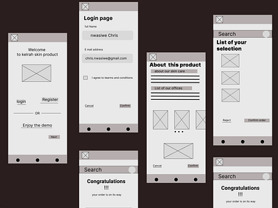 lo-fi wireframe of skin project app branding design illustration logo ui ux vector wireframe