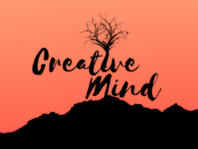 Evening mountain logo of creative mind