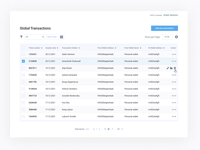 Table "Global Transactions" data design desktop table ui ux