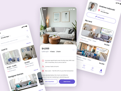 Home Rental App UI Design app mobile rent ui ui design