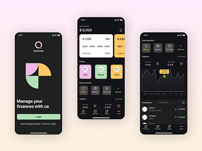 Mobile banking app bank dark finace ios mobile ui ux