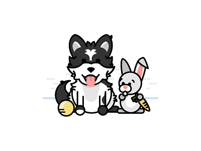 Lil' Pup Round Two animal avatar bunny dog flat illustration simple