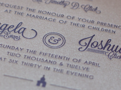 Wedding Invite Printed debossing icons invite letterpress typography wedding