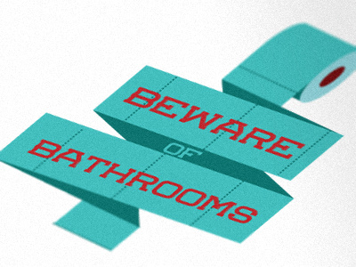 Beware Of Bathrooms icon logo symbol typography zombie