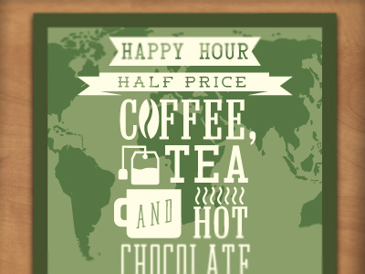 Happy Hour Poster banner brand cafe coffee design identity logo map poster symbol typography world