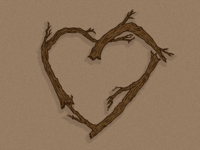 Something to do with love and nature heart illustration texture wood wood grain