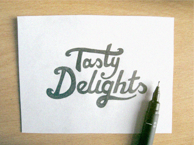 Tasty Delights drawing hand drawn lettering logo logotype paper pen photo sketch typography