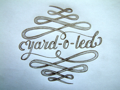 Yard-O-Led sketch lettering mechanical pencil script sketch typography vintage