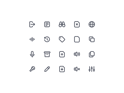 Essential Icons V03 add box copy download exit history icon icon set icons icons set iconset microphone mute network paste sound tag view voice