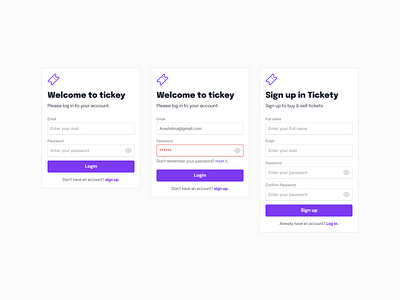 Tickey - Login & Signup Process