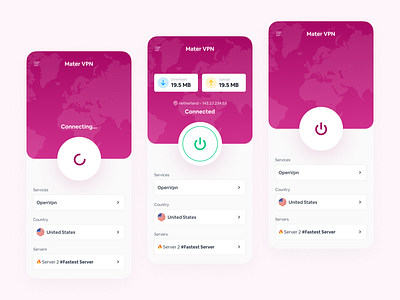 Master VPN - Connecting states andriod app app design figma ios nordvon ui ux vpn