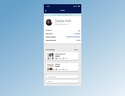 Daily UI: User Profile app dailyui design ui