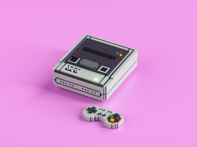 Super Nintendo Entertainment System art design voxel