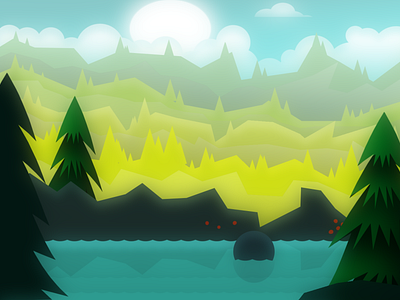 Mountain Forest By The River (ArtLeonStyle)