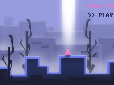 Funny Pink Rabbit (ArtLeonStyle) 2d backgraund backgraunds blue for game for mobile funny game art game graphic illustration landscape night pink platformer rabbit raster