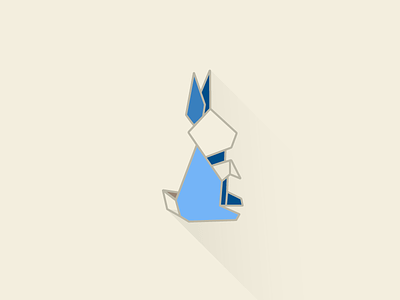 Rabbit origami blue color flat illustration origami rabbit