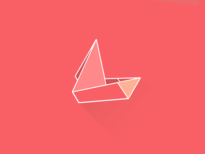 Boat origami boat color flat illustration origami pink red