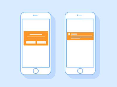 Notifications blue illustration in app message liquid mobile orange push notification