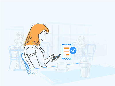 User base growth automation blue illustration in app message liquid mobile orange