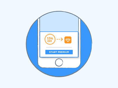 In-app message blue illustration in-app message liquid mobile orange phone