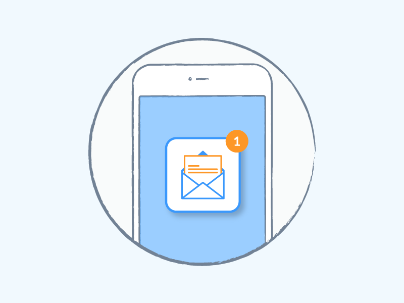 E-mail notification e-mail phone orange blue mobile liquid illustration