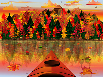 Kayaking in Fall autumn autumn leaves birds clouds fall fall colors foliage gradients kayaking lake leaves mountains nature outdoors pretty sunset trees water