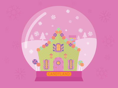 Candyland Snow Globe candy candyland house illustration lollipops snow snowflakes snowglobe trees winter