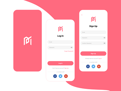 Mobile App Log In & Sign Up Screen Design