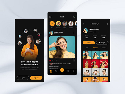 Social media user profile screens mobile app app appdesign design media mobile mobiledesign mobiledesignscreens profile social socialmedia ui uidesign uiux user userprofile ux uxdesign