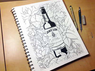 Jameson Bottle drawing friday jameson jamo sketchbook whiskey