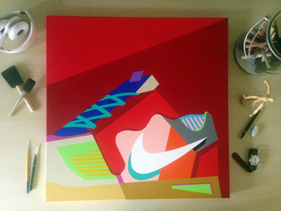 “Nike Runaway” Crimson 21swatches experiment liquitex mockup nike painting pair runaway shoes uglybaby