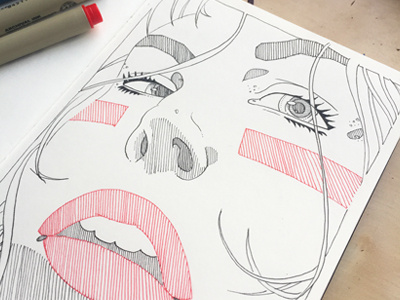 Red Lips biglips blackink crosshatching drawing illustration micron moleskine patterns red redlips sketchbook