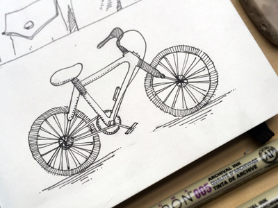 Bicycle bicycle blackink coffee crosshatching drawing illustration lineart micron moleskine patterns sesh sketchbook